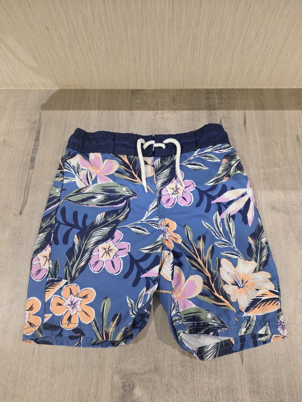OshKosh B'gosh Navy Floral Swim Shorts with Drawstring